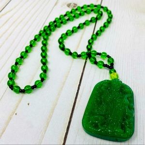 Imported Hand carved green Jade pendant necklace